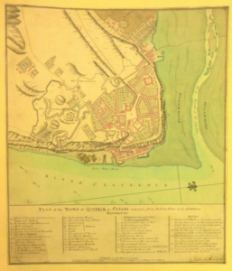 Pat Mackellar, “Plan of the Town of Quebeck” (manuscript) (1759?), British Library (London), Kings Topographical Collection, 119:34. For the 1755 copy, see 119:33. Available: http://britishlibrary.typepad.co.uk/magnificentmaps/2014/01/celebrating-george-iii-the-map-king.html#